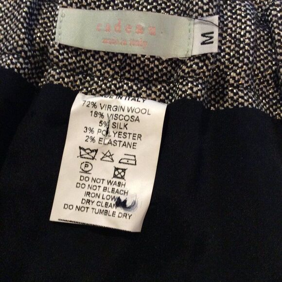 Virgin Wool Silk Pencil Skirt VNC Italy Made Cadean Size Medium M Gold Fiber - Picture 5 of 5